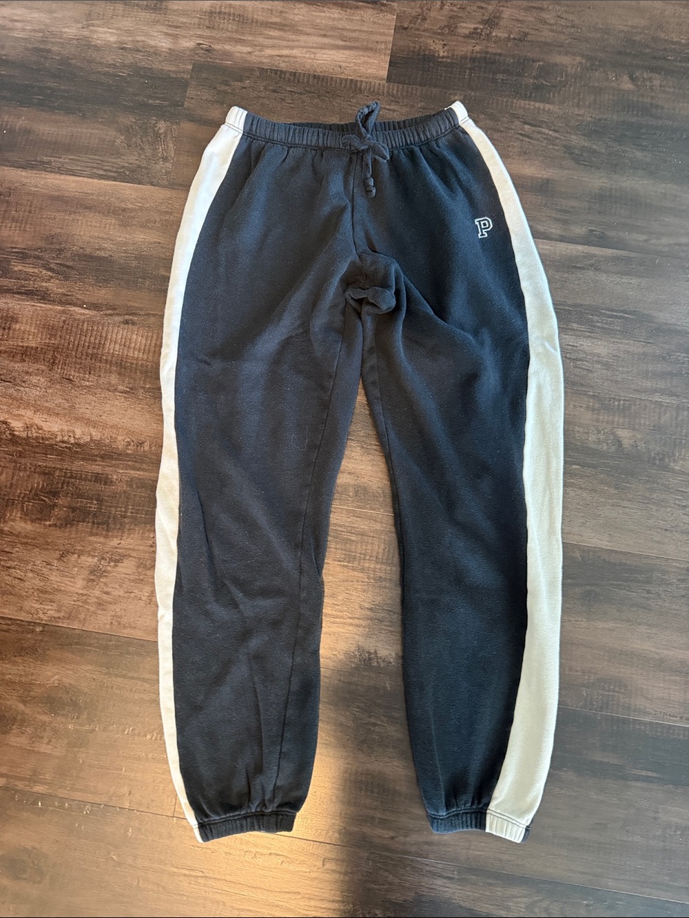 PINK Victoria's Secret Black Sweat Joggers with White Side Panels
